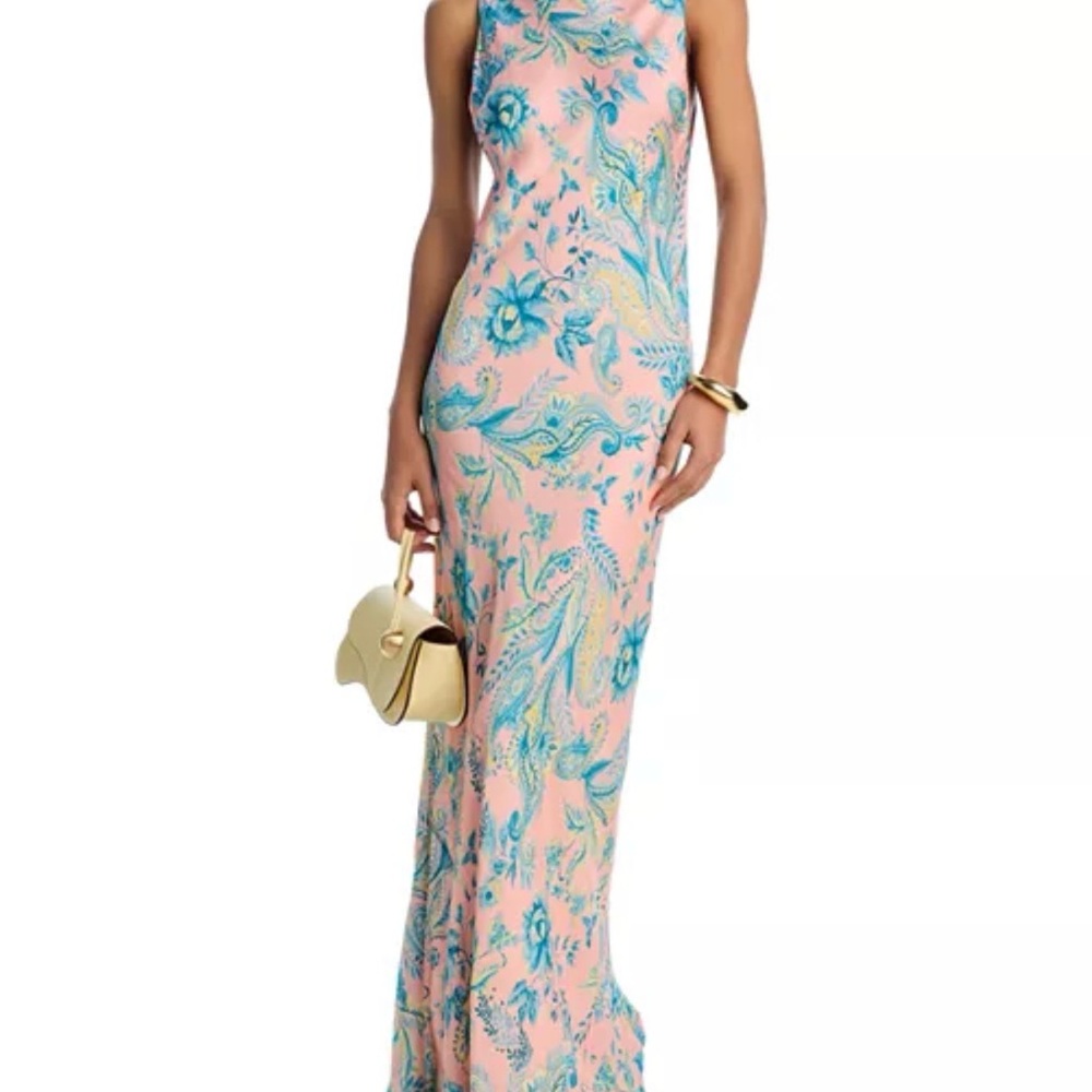 HEMANT & NANDITA Floral Maxi Dress in Pink and Blue